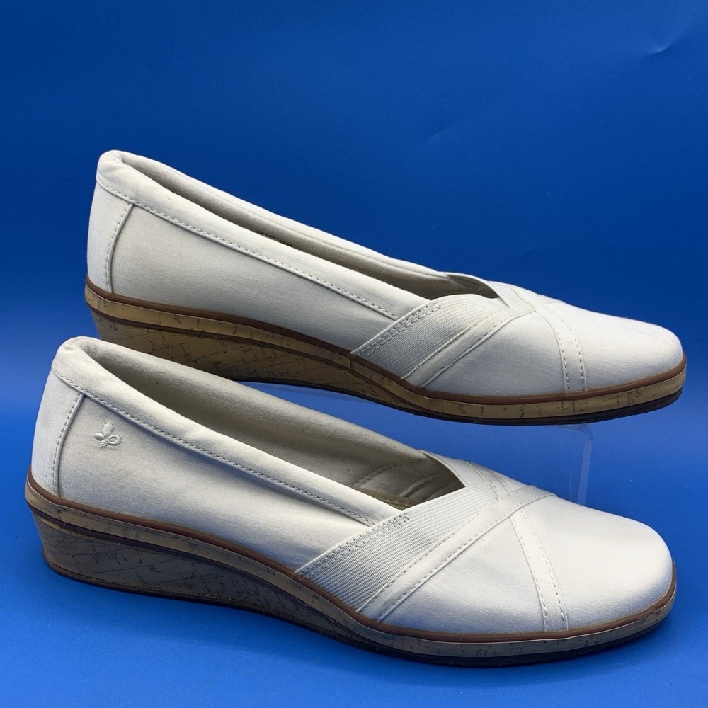 Grasshoppers Misty Wedge Shoes White Cork Heel Women's Size 9.5